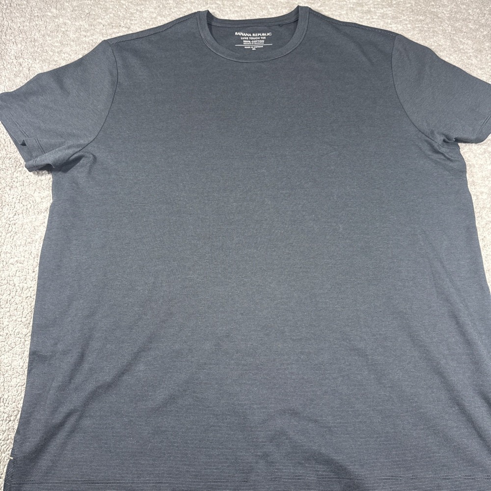 Banana Republic Luxe Touch Tee XXL Gray Striped 100% Cotton Crew Neck T-Shirt